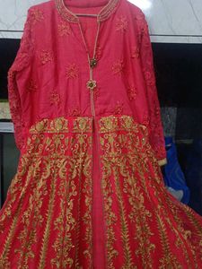 Heavy Embroidery Gown Satin Net Fabric
