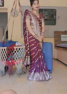 Elegant wine &amp; Gold Saree stitching blouse 34 ch