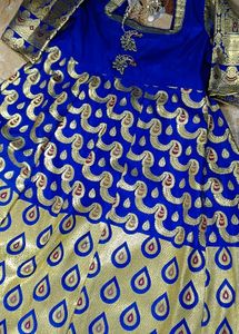 Elegant Blue &amp; Gold Ethnic Gown