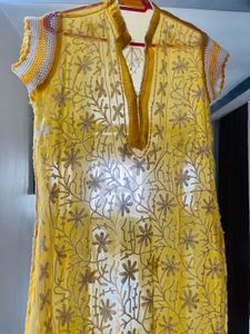 Yellow Embroidered Kurti