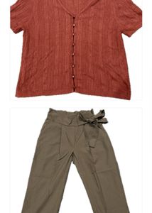 Rust Top And Olive Pants Combo