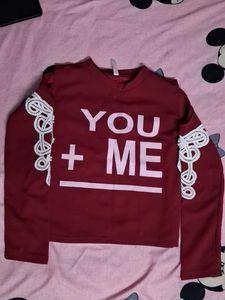 Maroon 'You + Me' Crop Top
