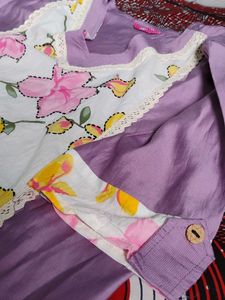 Floral White And Pink Kurti