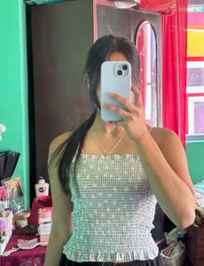 Light Blue Floral Printed Tank Top