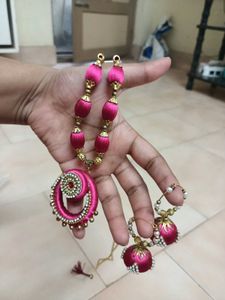 Pink Thread Jewellery Set 💓