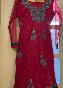 Red Embroidered Kurta Set