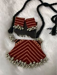 Ethnic Fabric &amp; Bell Jewelry Set