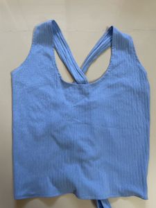 Cute Blue Tie-Back Crop Top