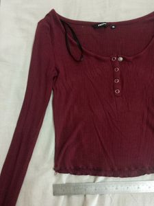 Nuon maroon full sleeve crop top - XS / S