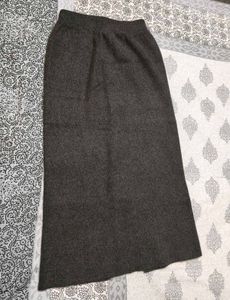 Women Grey Knitted Pencil Winter Skirt