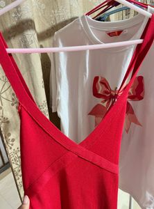 Zara Red V Neck Maxi Dress Authentic