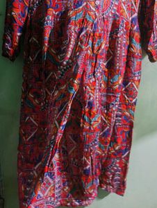 Red Ethnic Print Dress