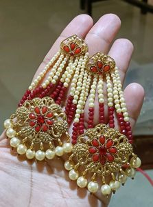 Elegant Red &amp; Gold Jhumka Earrings
