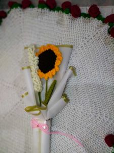 Crochet Sunflower and lavender flower Bouquet