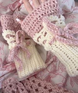 Pink Bow Wrist Warmers