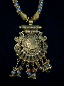 Ornate Gold-Tone Coin Necklace