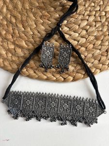 Oxidized Silver Choker Set