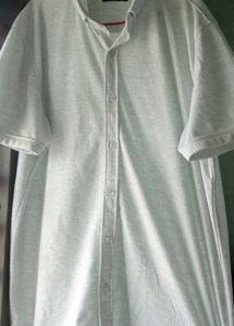 White Patterned Button-Down Shirt