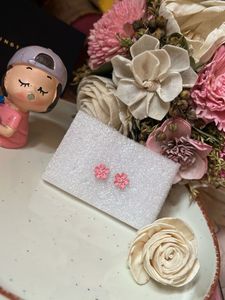Pink Flower Stud Earrings