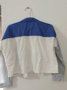 Blue &amp; White Crop Shirt