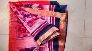 Elegant Pink Printed Saree