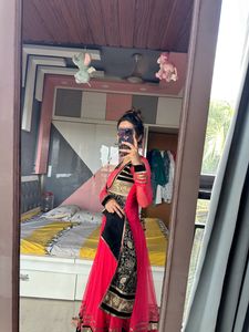 Long Anarkali Wedding Wear Dress With Pant &amp; Shawl