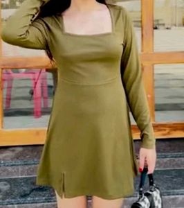 Ribbed Mini A- Line Dress