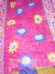 Womens Brand New Pink With Blue Saree