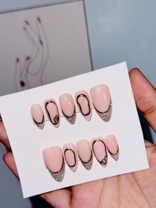 Press-On Nails: Pink & Gold
