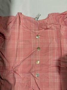 Pink Plaid Puff Sleeve Top