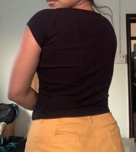 Cute Black Top with White Trim