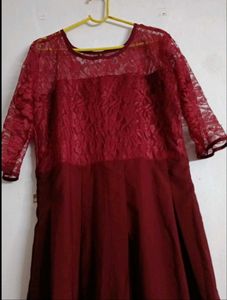 Elegant Maroon Lace Dress