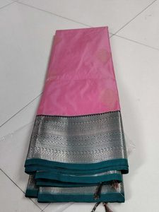 Elegant Pink &amp; Silver Saree