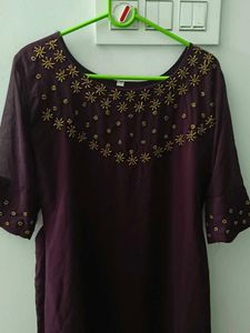 Elegant Maroon Embroidered Kurta