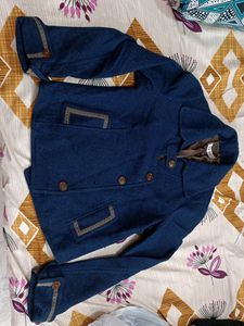 Vintage Navy Wool Cropped Jacket