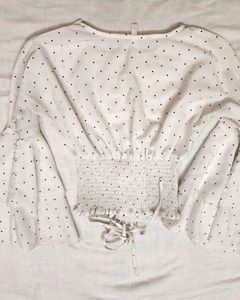 Polka Dot Flare Sleeves Top