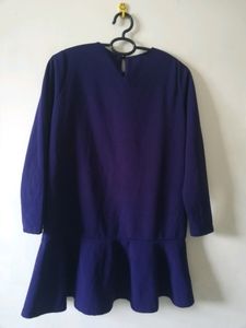 Korean Women&#39;s Navy Blue Dress