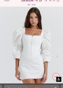 House of CB Matilda White Puff Sleeves Mini Dress