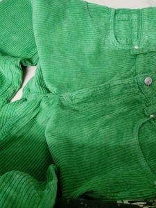 Green Corduroy Flare Leg Pants