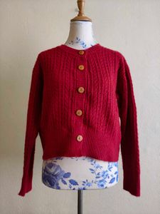 Vintage Maroon Knit Cardigan