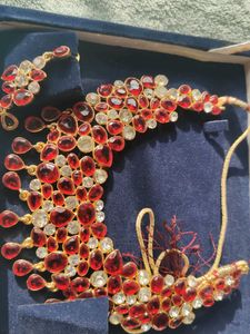 Stunning Red And White Stone Necklace Set