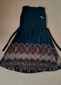Green Dress with Border Print