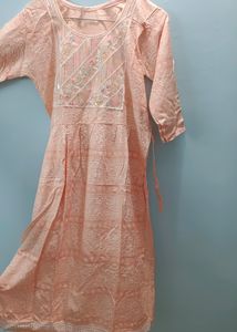 Pretty Peach Embroidered Kurta💕