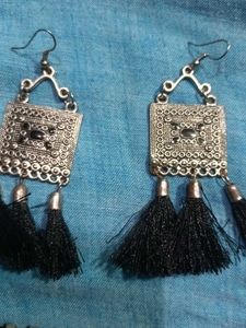 Black Tassel Oxidized Jewelry Set