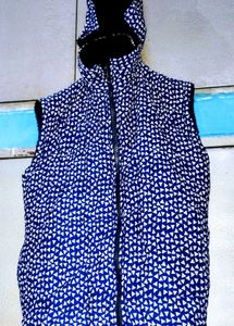 Blue &amp; White Vest with Hood