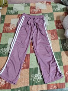 Mauve Track Pants with White Stripe