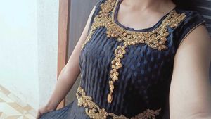 Nevy Blue Embroided Golden Work Gown