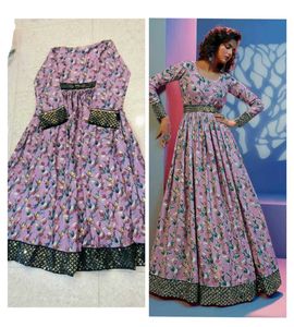 Floral Printed Semi-stitched Anarkali Gown