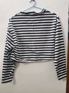 black and white striped top