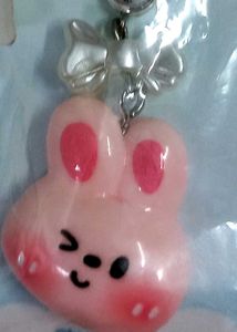 Pink Bunny Phone Charm with Heart &amp; Bow Beads 🐰💗